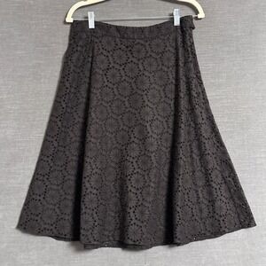 Vintage y2k Banana Republic Skirt 6 Brown Cotton Eyelet A-Line Floral Midi
